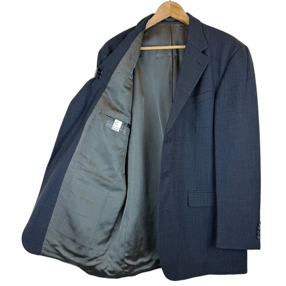 Oscar De La Renta Men's Charcoal‎ Blue-Gray 100% Wool Blazer Size 42L Sportcoat - Picture 1 of 6